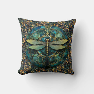 Art Nouveau Libelle auf Efeu-Wurfkissen Kissen