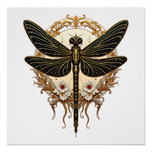 Art Nouveau Libelle Elegant Steampunk Poster