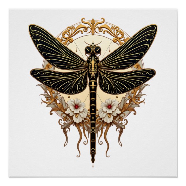 Art Nouveau Libelle Elegant Steampunk Poster (Vorderseite)