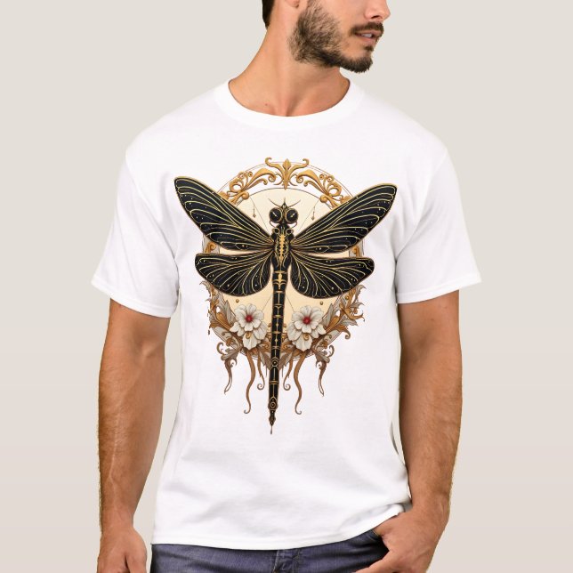 Art Nouveau Libelle Elegant Steampunk T-Shirt (Vorderseite)