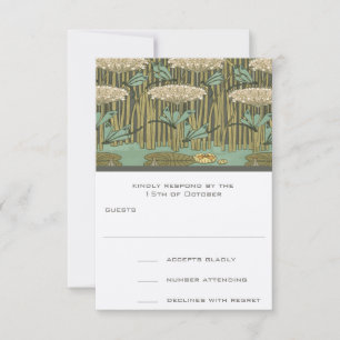Art Nouveau Libelle Seerosenblatt RSVP Antwortkart Karte