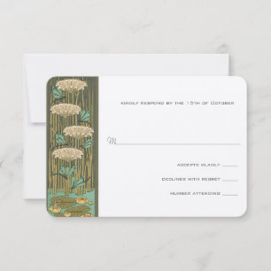 Art Nouveau Libellen-Seerosen-Antwortkarte RSVP Karte