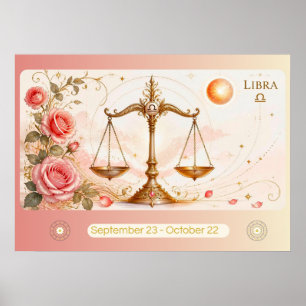 Art Nouveau Libra-Zodiak-Wandkunst Poster