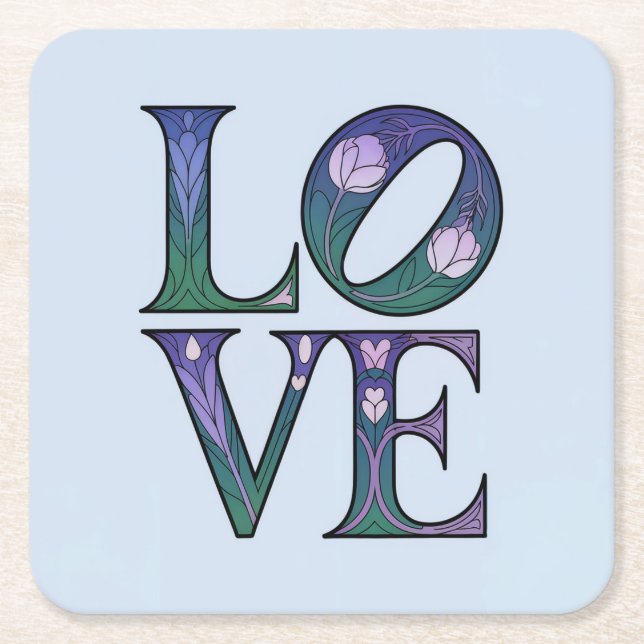 Art Nouveau LIEBE Untersetzer Set (Vorderseite)