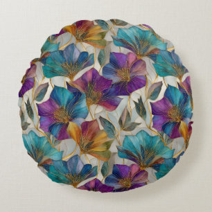 Art Nouveau lila clematis Rundes Kissen