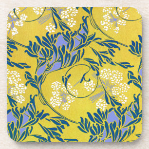 Art Nouveau Lila Gold Floral Cork Untersetzer