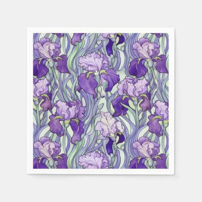 Art Nouveau lila iris Napkins Serviette (Vorderseite)
