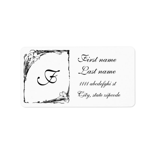 Art Nouveau Lilie-Adressetikett Adressaufkleber (Vorne)