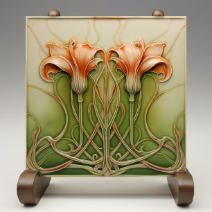 Art Nouveau Lilies Fliese