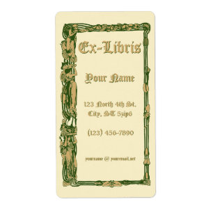 Art Nouveau Lily Border Ex Libris Template