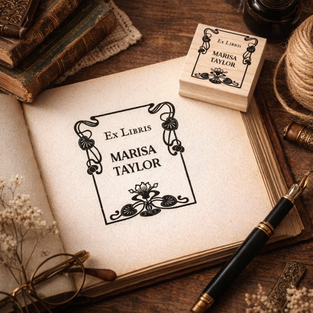 Art nouveau lily frame ex libris gummistempel (Von Creator hochgeladen)