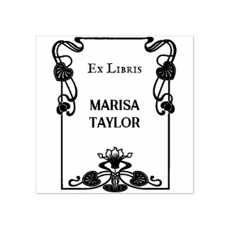 Art nouveau lily frame ex libris gummistempel