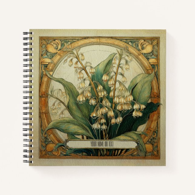 Art Nouveau Lily of the Valley Notizbuch (Vorderseite)