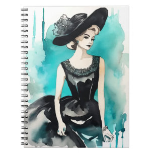 Art Nouveau Little Black Dress LBD Sketchbook Notizblock
