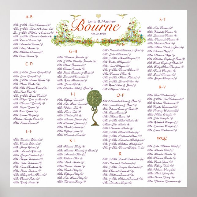 Art Nouveau Love Bird Wedding Poster (Vorne)