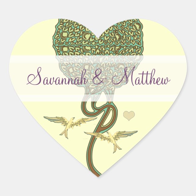Art Nouveau Love Bird Wedding Stickers Siegel (Vorderseite)