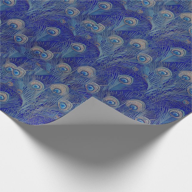 Art Nouveau Luxury Peacock Feather Pattern Geschenkpapier (Ecke)