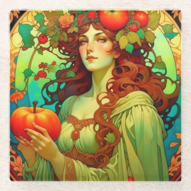 Art Nouveau Mabon Glasuntersetzer (Vorderseite)