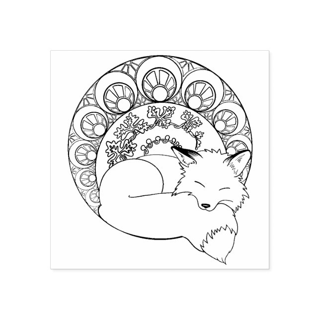 Art Nouveau Mabon Herbst Fox Wood Art Briefmarke Gummistempel (Prägung)