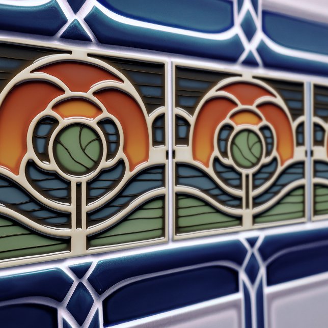 Art Nouveau Mackintosh Rose Ceramic Tile Fliese (Von Creator hochgeladen)