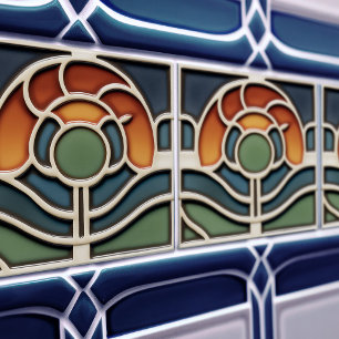Art Nouveau Mackintosh Rose Keramikfliese