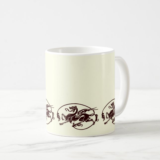 Art Nouveau Magic Dragon Design Kaffeetasse (VorderseiteRechts)