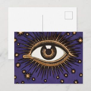 Art Nouveau Magic Eye & Stars Vintage Illustration Postkarte