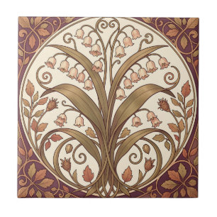 Art Nouveau Maiglöckchen Botanik Fliese