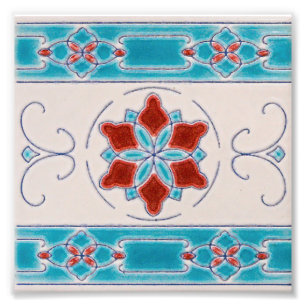 Art Nouveau Majolica Tile Pattern Fotodruck