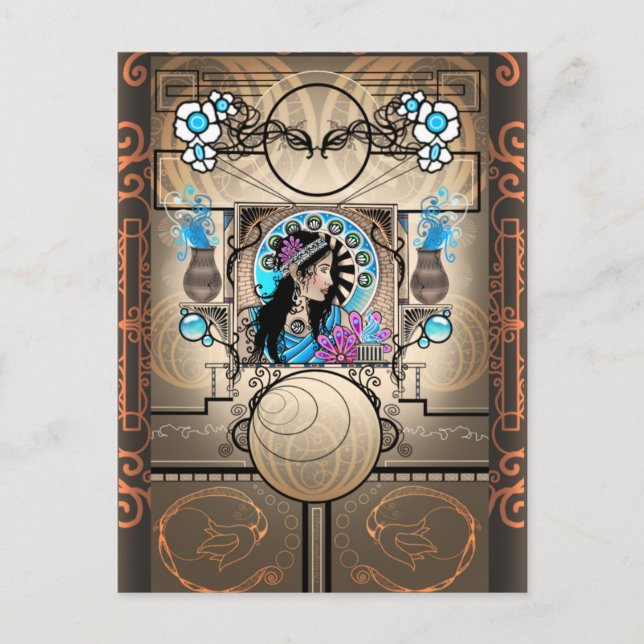 Art Nouveau Malerei Samaritan Frau Postkarte (Vorderseite)