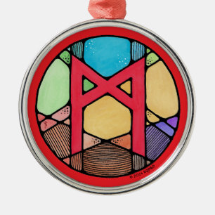 Art Nouveau Mannaz Rune of Humanity Ornament Aus Metall