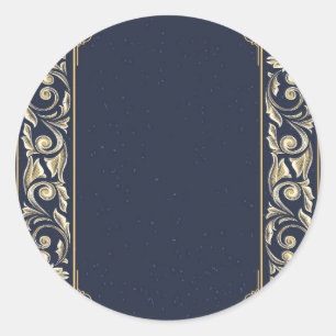 Art Nouveau, marineblau, gold, antique, belle époq Runder Aufkleber