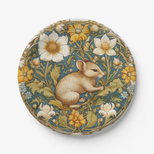 Art nouveau-Maus und Blumen Pappteller