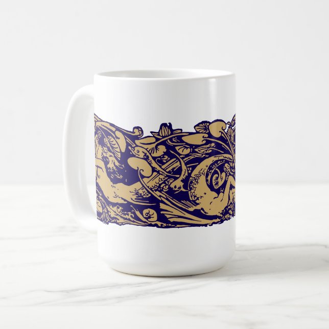 Art Nouveau Mermaids & Fish Among Lily Pads Kaffeetasse (Vorderseite Links)