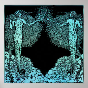 Art Nouveau Mermaids of the sea Poster