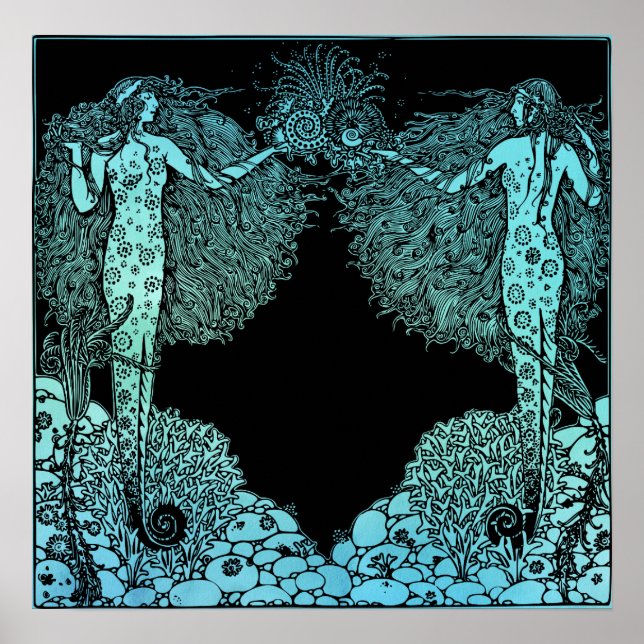 Art Nouveau Mermaids of the sea Poster (Vorne)