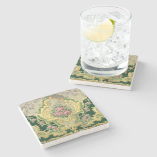 Art Nouveau Metallic Gold Pink Roses Hochzeitstisc Steinuntersetzer