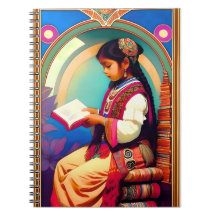 Art Nouveau Mexican Girl Reading