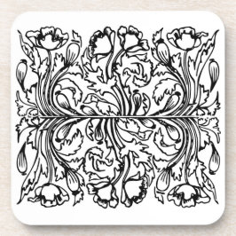 Art Nouveau Mohn floral Schwarz-weiß elegant Getränkeuntersetzer