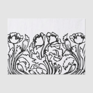 Art nouveau Mohnblume schwarz weiß elegant  Seidenpapier