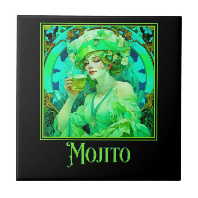 Art Nouveau Mojito Fliese (Vorderseite)