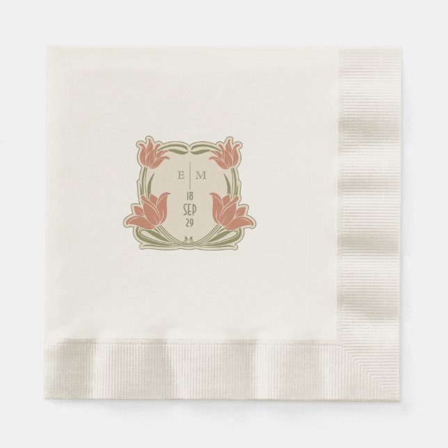 Art Nouveau Monogram Initials Table Decor Serviette (Vorderseite)