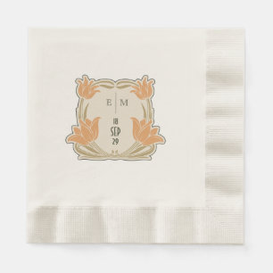 Art Nouveau Monogram Initials Table Decor Serviette
