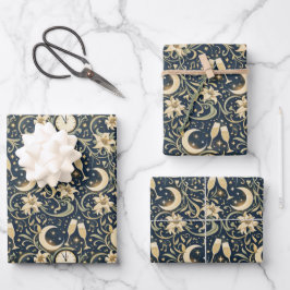 Art Nouveau Moonlit New Year Pattern Geschenkpapier Set