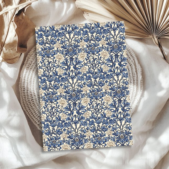 Art Nouveau Morris blau und Elfenbein Pastellfarbe Seidenpapier (Art nouveau Morris navy blue and ivory pastel Tissue Paper)