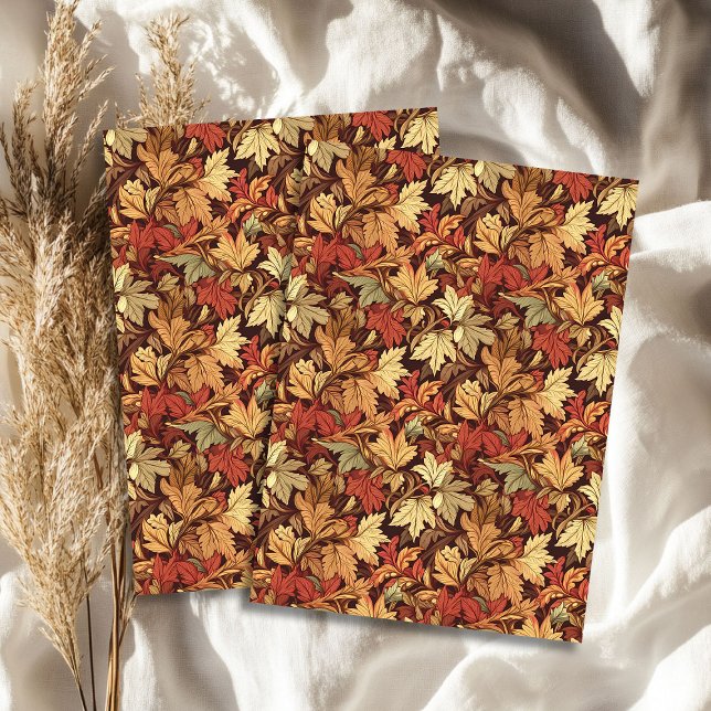 Art Nouveau Morris Herbstblätter orange Seidenpapier (Art nouveau Morris fall autumn leaves orange red Tissue Paper)