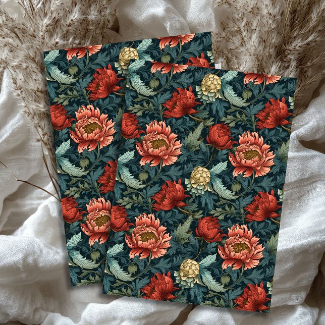 Art Nouveau Morris tiefrosa Pastellgrün Seidenpapier (Art nouveau Morris deep red pink pastel green sage Tissue Paper)