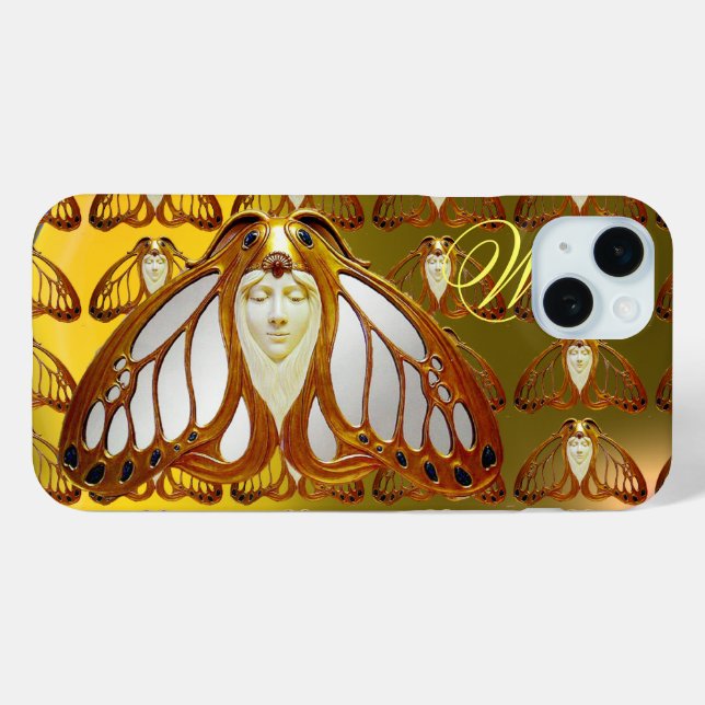 ART NOUVEAU MOTH FRAU GEM MONOGRAM Case-Mate iPhone HÜLLE (Rückseite (Horizontal))
