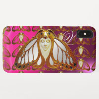 ART NOUVEAU MOTH FRAU GEM MONOGRAM PINK LILA