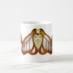 ART NOUVEAU MOTH FRAU KAFFEETASSE